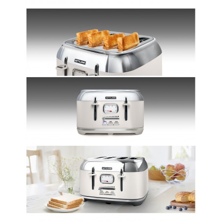 grille-pain rétro beige Inox vintage design 4 tranches 1 800 w couleur beige Inox haute qualite