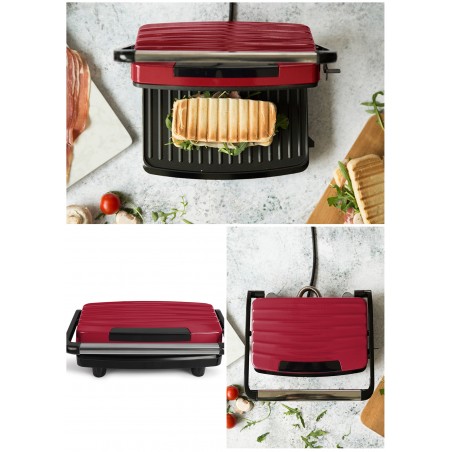 APPAREIL Grill Viande / Panini / rouge Bac récupérateur de graisse Plaque anti-adhésive 700 W Haute qualité