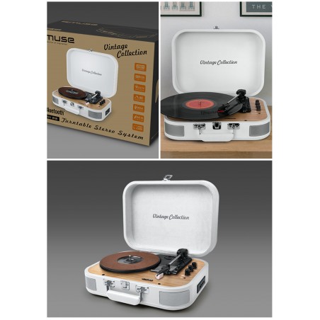 Platine Vinyle vintage USB SD Bluetooth 33 45 78 Tours Stéréo RCA Bluetooth® 10 W
