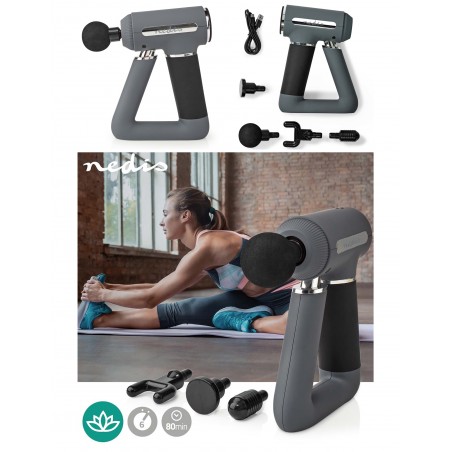 Pistolet de massage rechargeable, 6 vitesses et 4 embouts