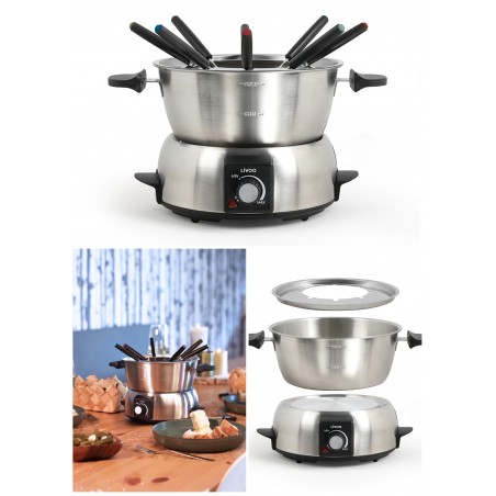 Appareil à fondue électrique Inox 8 Personnes 1,8 L en acier inoxydable