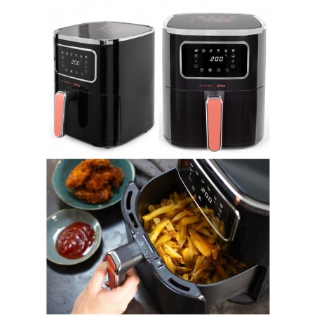 Friteuse sans huile Airfryer Capacité 5 L 1 450 W Tiroir amovible avec revêtement anti-adhérant