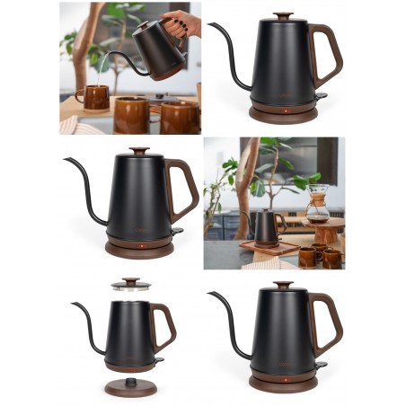 Bouilloire électrique design col de cygne 1,2 L 1 000 W façon barista Bouton marche/arrêt et témoin lumineux