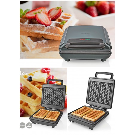 GAUFRIER électrique 1 200 W Revêtement anti-adhésif Témoin de chauffe Poignée isolante ABS / Aluminium