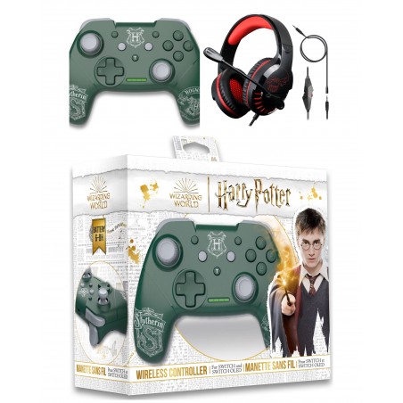 Manette Switch Bluetooth Nintendo Harry Potter SERPENTARD + casque Switch Pro-SH3