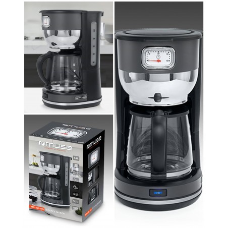 Cafetiere rétro vintage Inox 1,4 l 10 tasses 1 000 w sans fil noire Inox