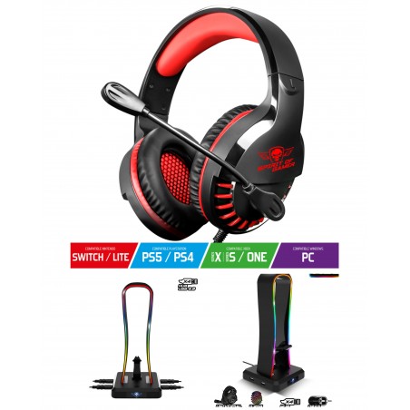 Casque PC gamer Pro H3 Switch Xbox X/S PS4 PS5 + Support casque USB RGB gamer HUB 4 PORTS USB 2.0