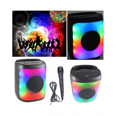 Enceinte sono portable party karaoké Bluetooth 20 w mobile USB TWS LED RGB msd radio FM micro filaire