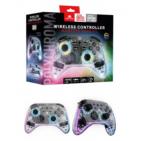 Manette Switch Nintendo LED PC Sans Fil Polychroma – Transparente à LED RGB
