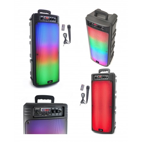 Enceinte sono portable party Bluetooth 800 w mobile USB TWS LED RGB msd télécommande + micro filaire