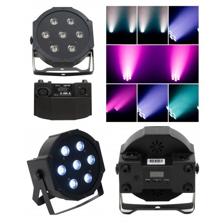 Projecteur PAR Pro 7 × 10 W, RGBW (4-en-1) DMX LED RGBW 8 CANAUX