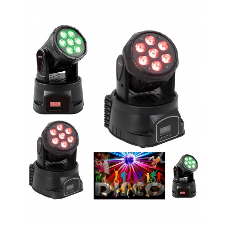 Pack 2 Mini lyres LED RGBW 7 × 10 W, LED RVBB DMX et maître/esclave LYRE PROFESSIONELLE