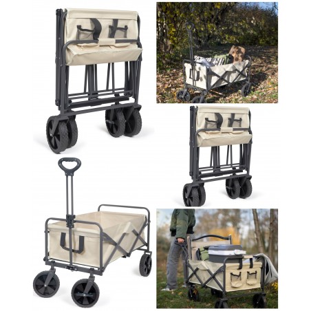 Chariot de transport Compact pliable charge 120 kg contenance 89 L Poignée télescopique ajustable 180°