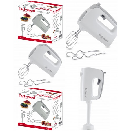 Mixeur Batteur électrique 300 W 5 Réglages de Vitesse Fonction Turbo 2 batteurs 2 crochets pétrisseurs + Pied Mixeur + Fouet