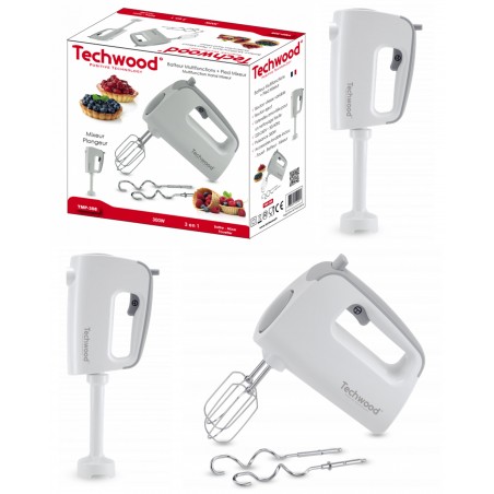 Mixeur Batteur électrique 300 W 5 Réglages de Vitesse Fonction Turbo 2 batteurs 2 crochets pétrisseurs + Pied Mixeur