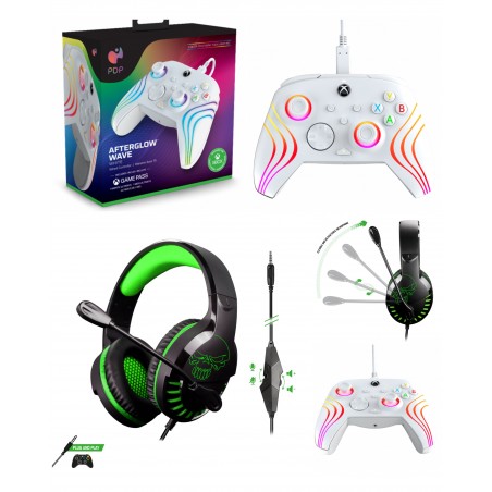 Casque gamer Pro H3 Spirit of gamer Xbox ONE/S/X/PC + manette Xbox ONE-S-X-PC filaire WHITEAFTERGLOW LED RGB Officielle Xbox