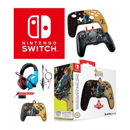 Casque Nintendo Switch rouge ET bleu + manette filaire LINK Switch ZELDA Officielle Nintendo Switch original