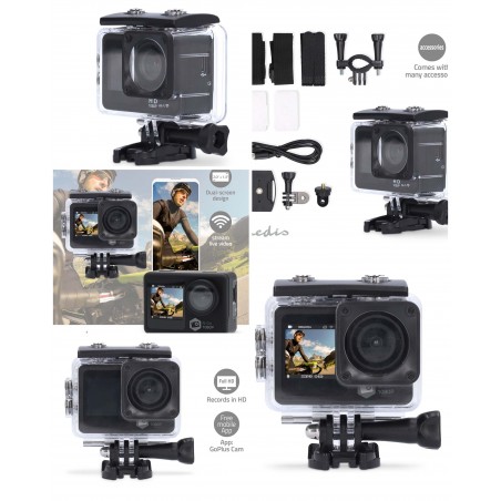 Caméra sport Type GOPRO Wi-Fi 30fps 12 MPixel + Support Étanche 30,0 m 90 min Wi-Fi pour Android™ / IOS