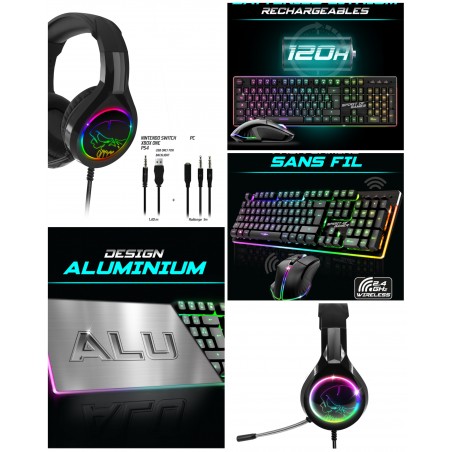 Clavier semi mécanique noir sans fil sans fil
