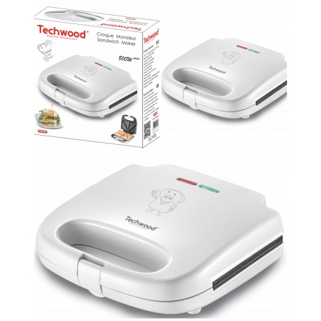 Appareil à Croque-Monsieur blanc 800 W Revêtement antiadhésif Voyant Marche/Arrêt