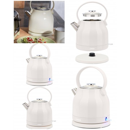 Bouilloire Inox rétro 1,5 L CREME Inox Sans Fil 2 200 W Arrêt automatique Inox