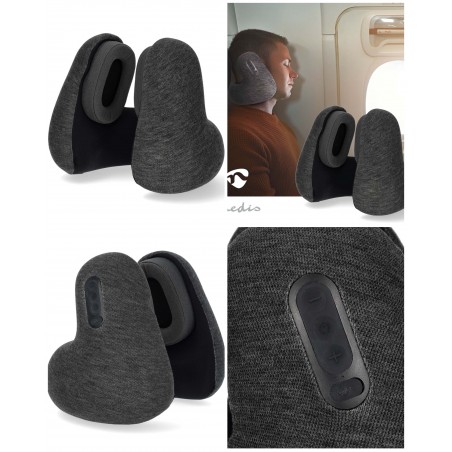 Oreiller de Voyage avec écouteurs Bluetooth intégrés Coussin de Support Cervical