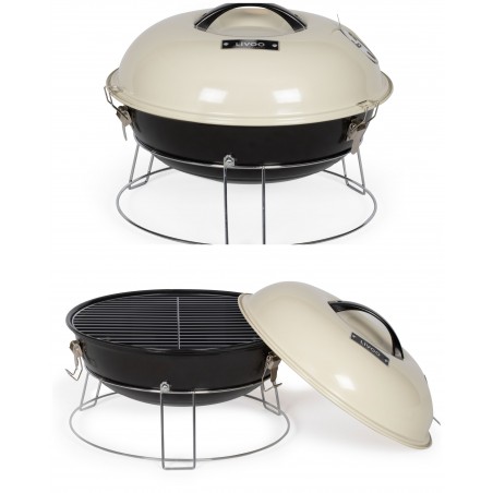 Barbecue à charbon portable 36 cm Grille de cuisson chromée Type WEBER Revêtement en acier émaillé