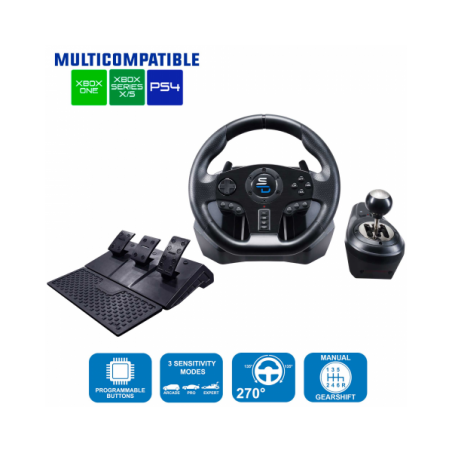 Casque gamer Spirit of gamer + Volant 3 pédales Levier de vitesse DRIVE SPORT GS 850-X compatible Xbox Séries X, S PS3 PS4