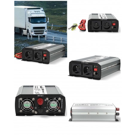 Convertisseur de tension 24 V DC modifiée onde sinusoïdale USB-A 230 V AC 50 Hz 1 000 W Puissance de sortie maximale 2 000 W