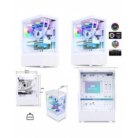 BOITIER PC gamer blanc SPECTRA ARTIC ARGB EDITION RGB 3 ventilateurs 3 BAIES inclus