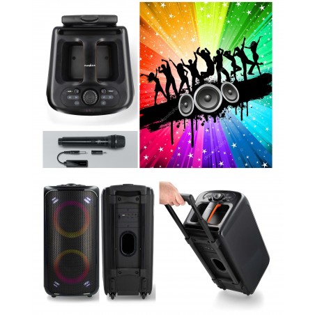 Enceinte sono portable party karaoké Bluetooth type jbl 240 w mobile USB TWS megabass LED RGB + télécommande + micro sans fil