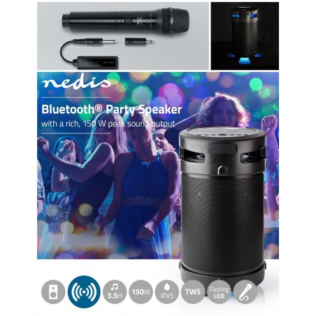 Enceinte sono portable 210 W Bluetooth karaoké USB-C IPX5 LED RGB – TWS + micro sans fil