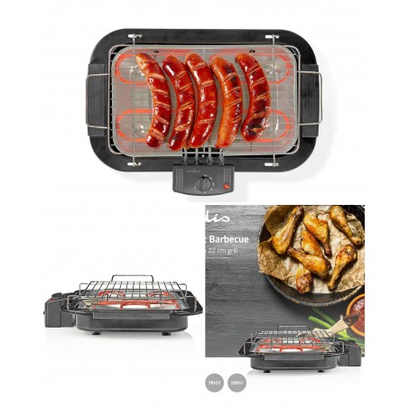Barbecue électrique de table 2 000 W Dim 38.5 × 22 cm pour intérieur ou extérieur