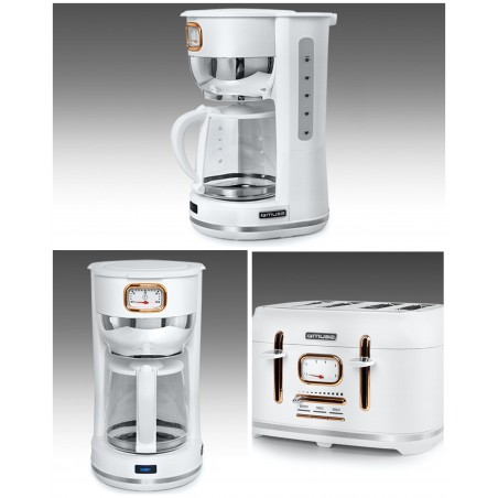 Cafetiere rétro vintage design 1 000 w + grille pain