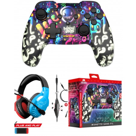 Casque PC Switch Pro OLED + manette Switch SANS FIL Bluetooth Shining Graff – Phosphorescente – Switch/PC RGB Switch