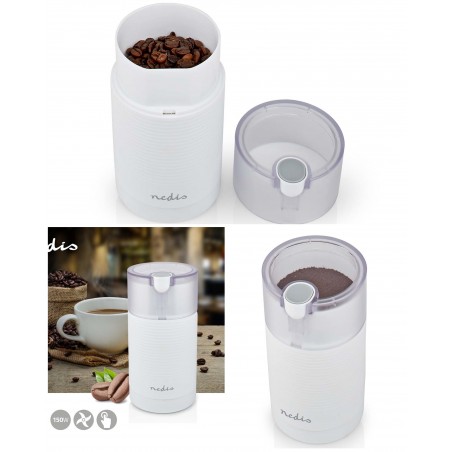 MOULIN À CAFÉ électrique blanc Mécanisme en acier inoxydable 150 W blanc