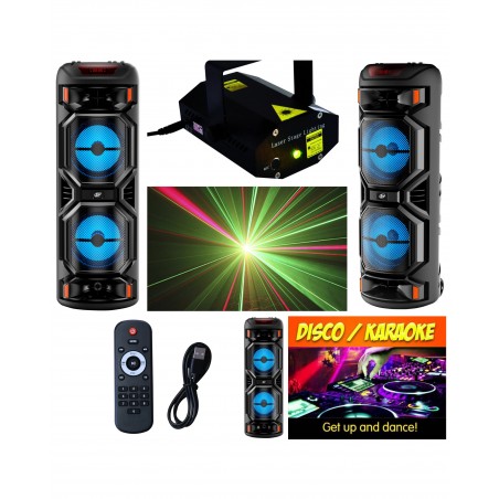 Enceinte sono portable party karaoké Bluetooth type jbl mobile USB TWS megabass LED RGB + télécommande