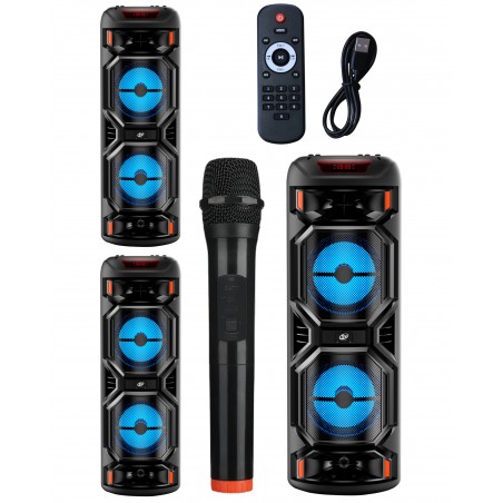 Enceinte sono portable party karaoké Bluetooth type jbl mobile USB TWS megabass LED RGB + télécommande + micro sans fil