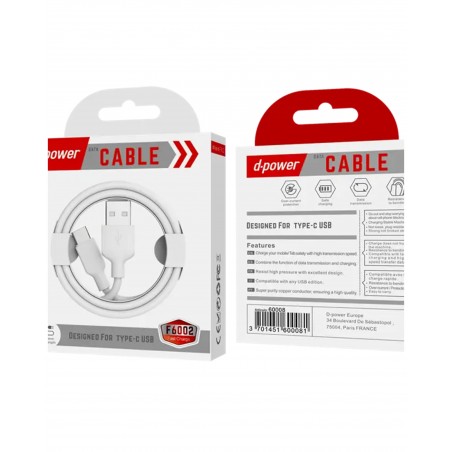 Câble USB 2.0 Type-USB-C Mâle – A Mâle 1,0 m blanc 2,0 A