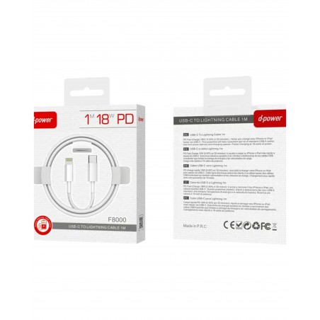 Câble Lightning Mâle à 8 Broches vers USB-C 1,0 m blanc 3,0 A