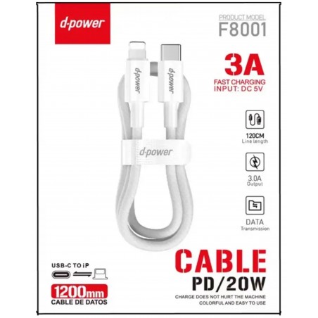 Câble Lightning Mâle à 8 Broches vers USB-C 1,2 m blanc 3,0 A