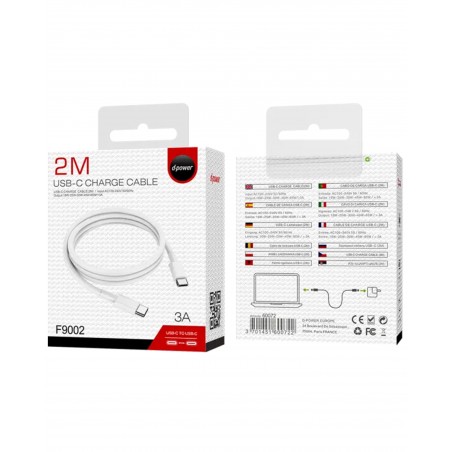 Câble USB 2.0 Type-USB-C Mâle – vers USB-C 2,0 m blanc 3,0 A