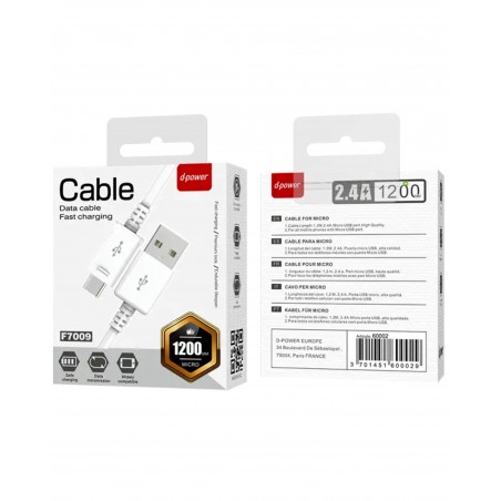 Câble USB 2,0 A Mâle – Micro-USB Mâle 1,2 m blanc 2,0 A
