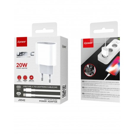 Chargeur Mural FAST 3,0 A USB-C + câble USB-C vers Lightning 3,0 A