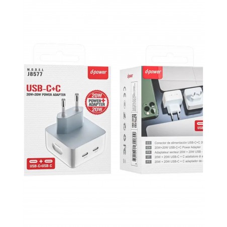 Chargeur Voiture Double USB-C 20+20 W