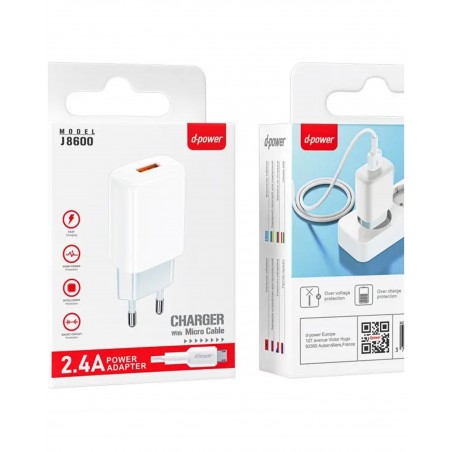 Chargeur USB-A 2,4 A + Câble Micro-USB 1 m