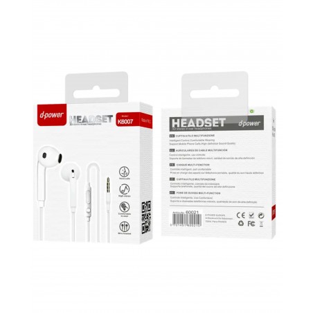 Ecouteurs stéréo Audio 3,5 mm 1,20 m – blanc