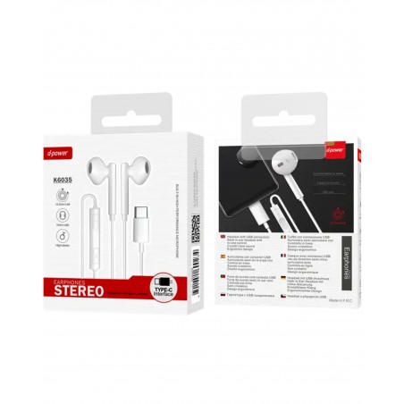 Ecouteurs stéréo Audio USB-C 1,20 m – blanc