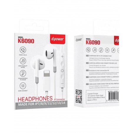 Ecouteurs stéréo Lightning 1,20 m – blanc
