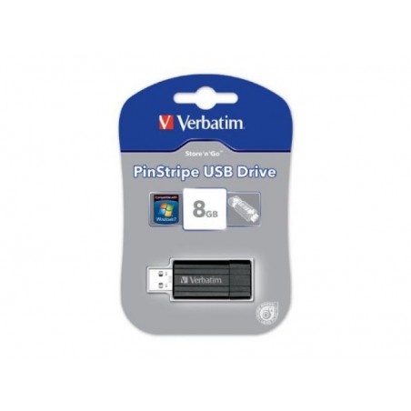 Clé USB 8 Go Verbatim PinStripe (noir) – Sous Blister 49062